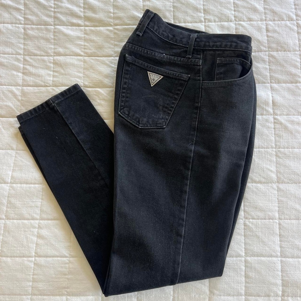 Womens Vintage Guess Black High Waisted Jeans 29 100% Cotton